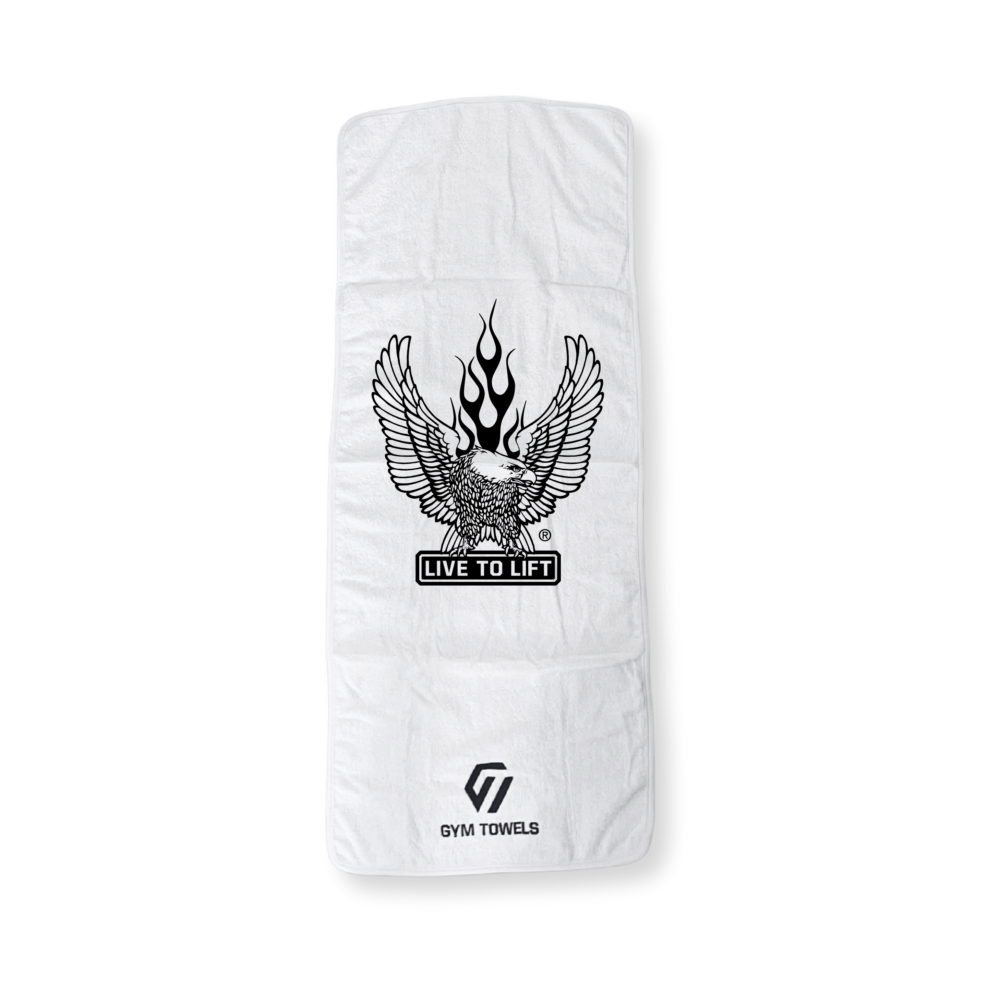 GYM TOWEL LIVE TO LIFT EAGLE WHITE